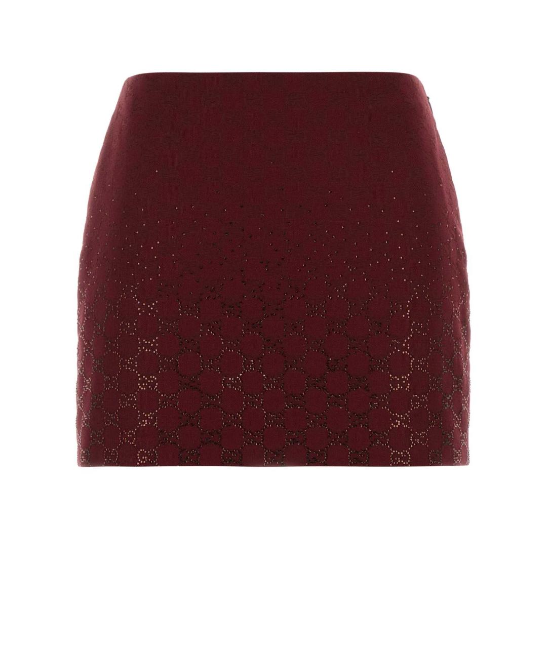 GUCCI Бордовая полиэстеровая юбка мини, фото 2