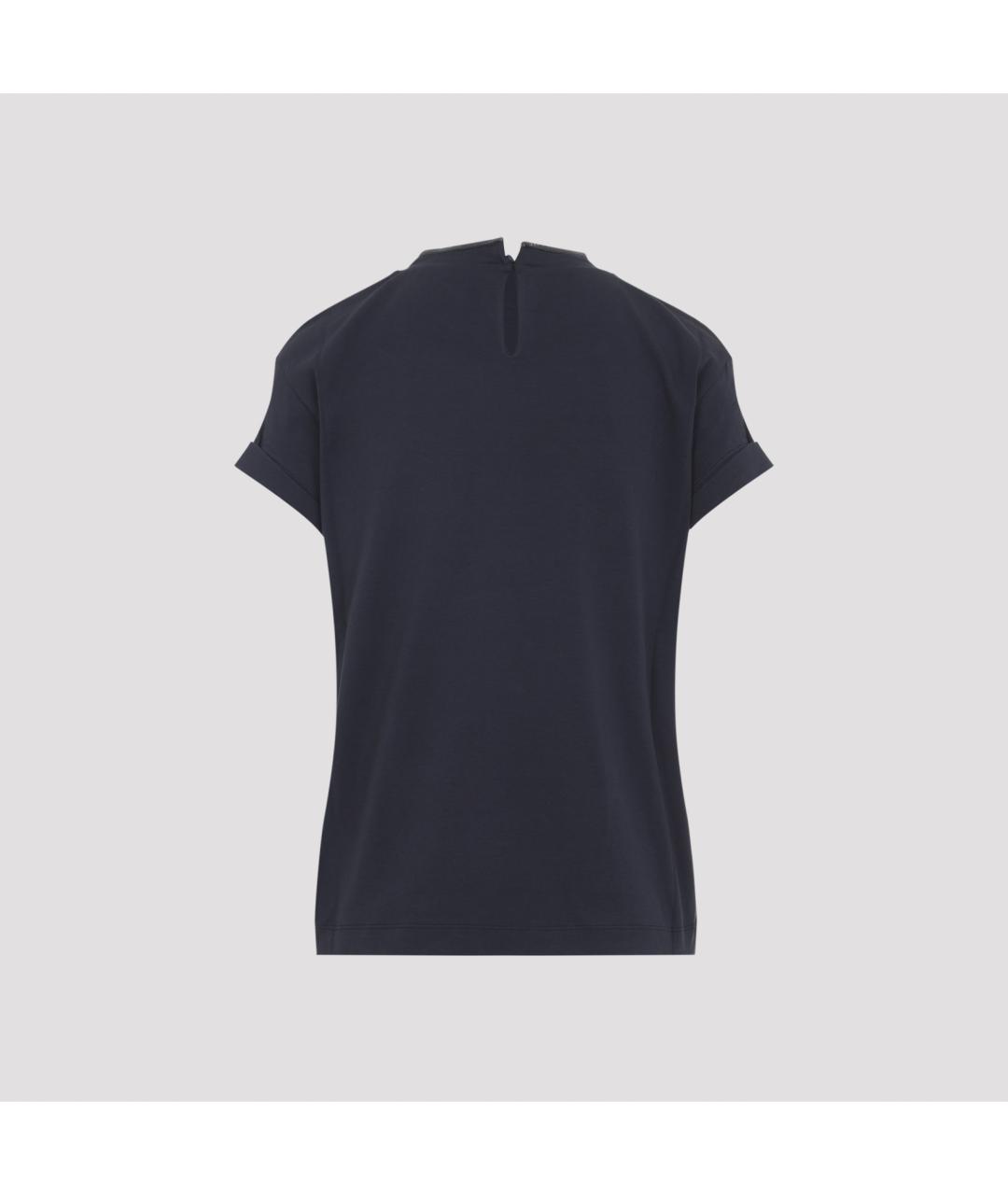BRUNELLO CUCINELLI Темно-синяя хлопковая футболка, фото 2