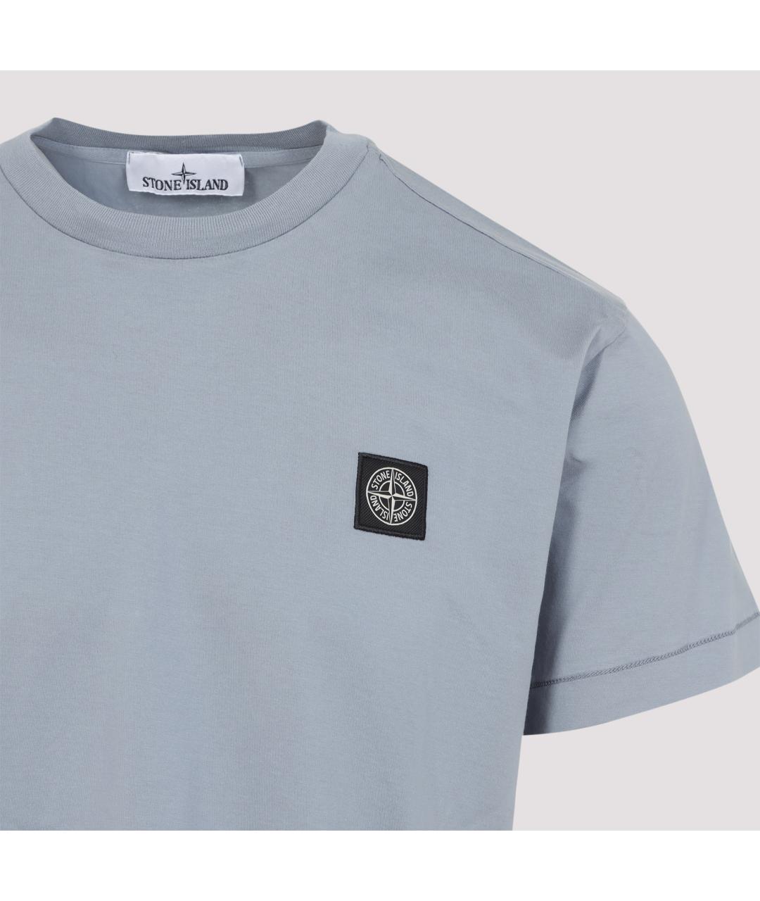 STONE ISLAND Голубая хлопковая футболка, фото 3