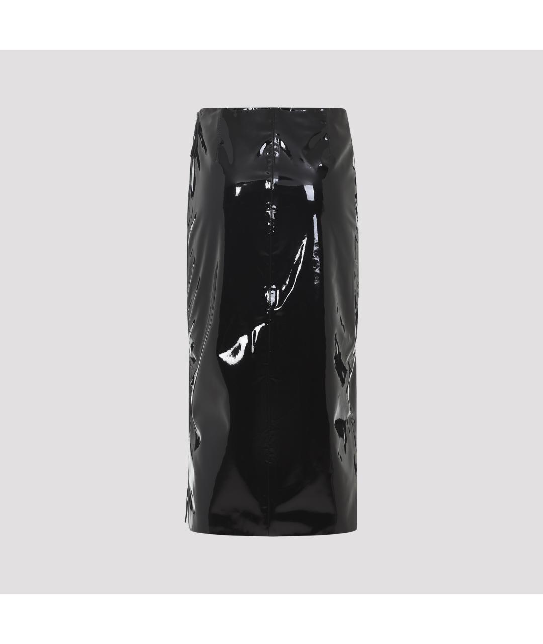 THE FRANKIE SHOP Черная полиуретановая юбка миди, фото 3