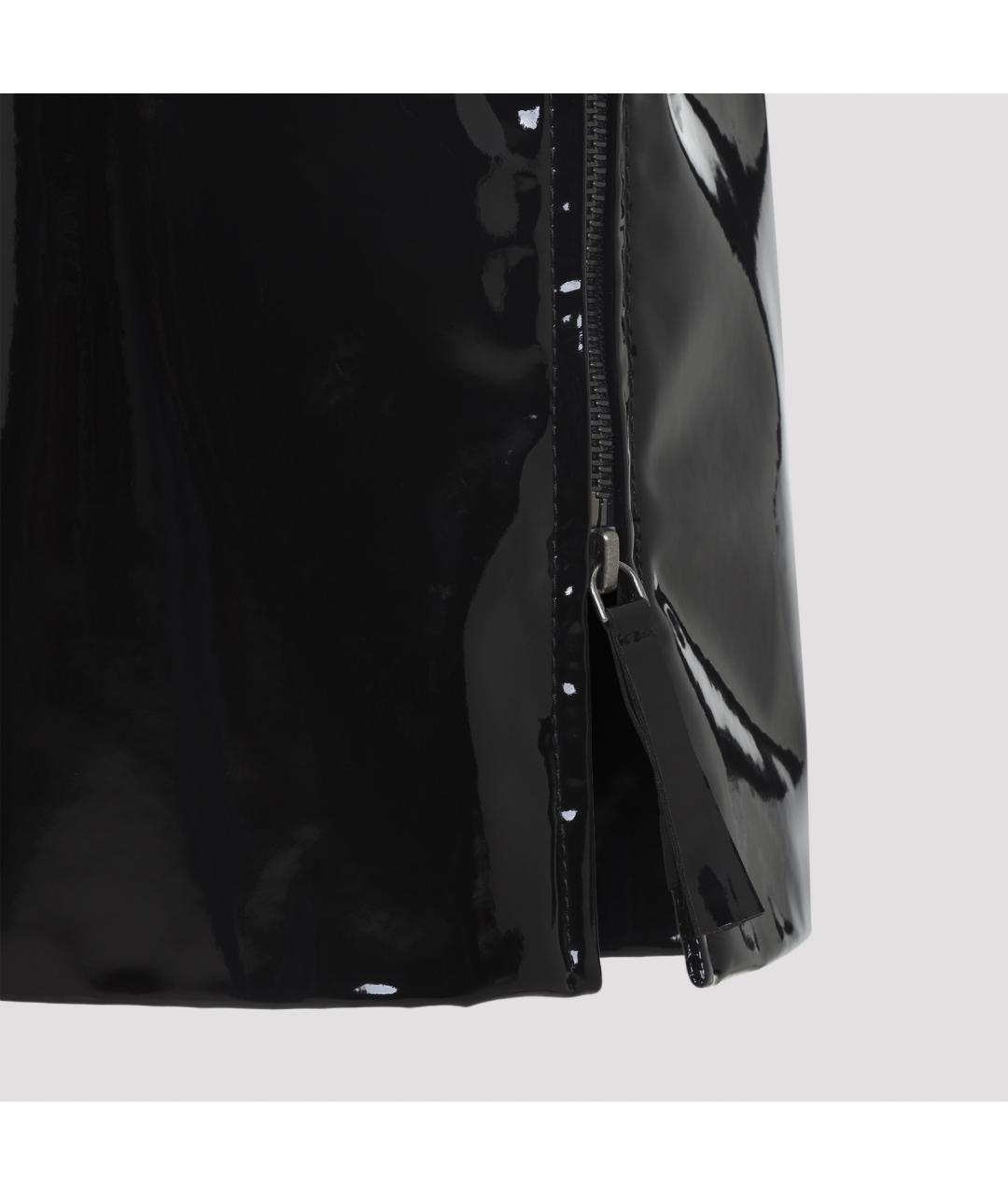 THE FRANKIE SHOP Черная полиуретановая юбка миди, фото 4