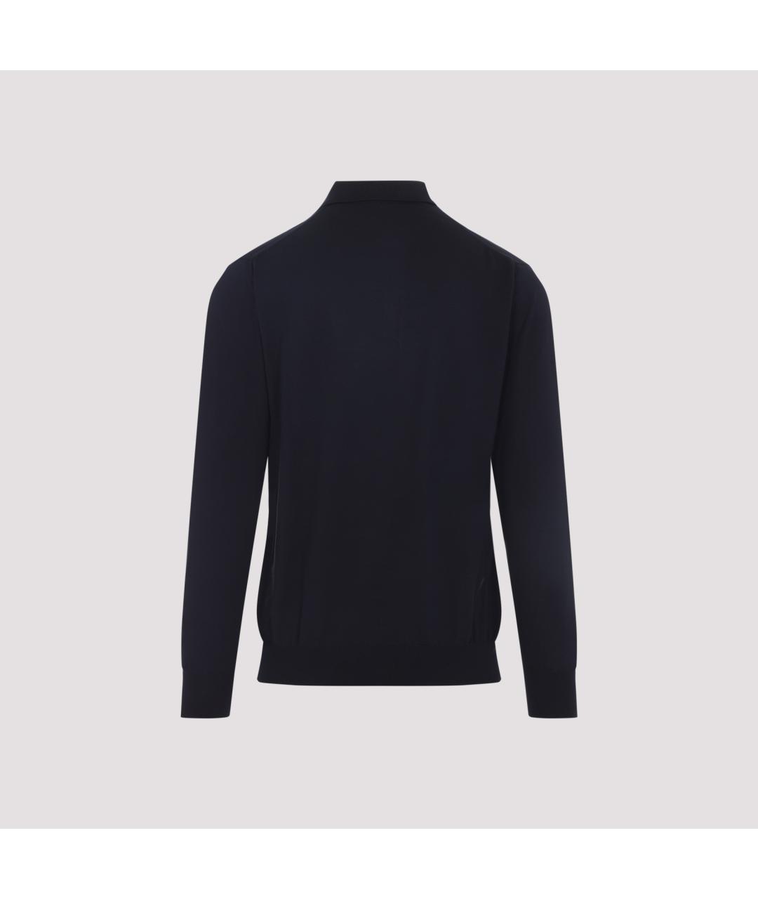 KITON Синее хлопковое поло с длинным рукавом, фото 2