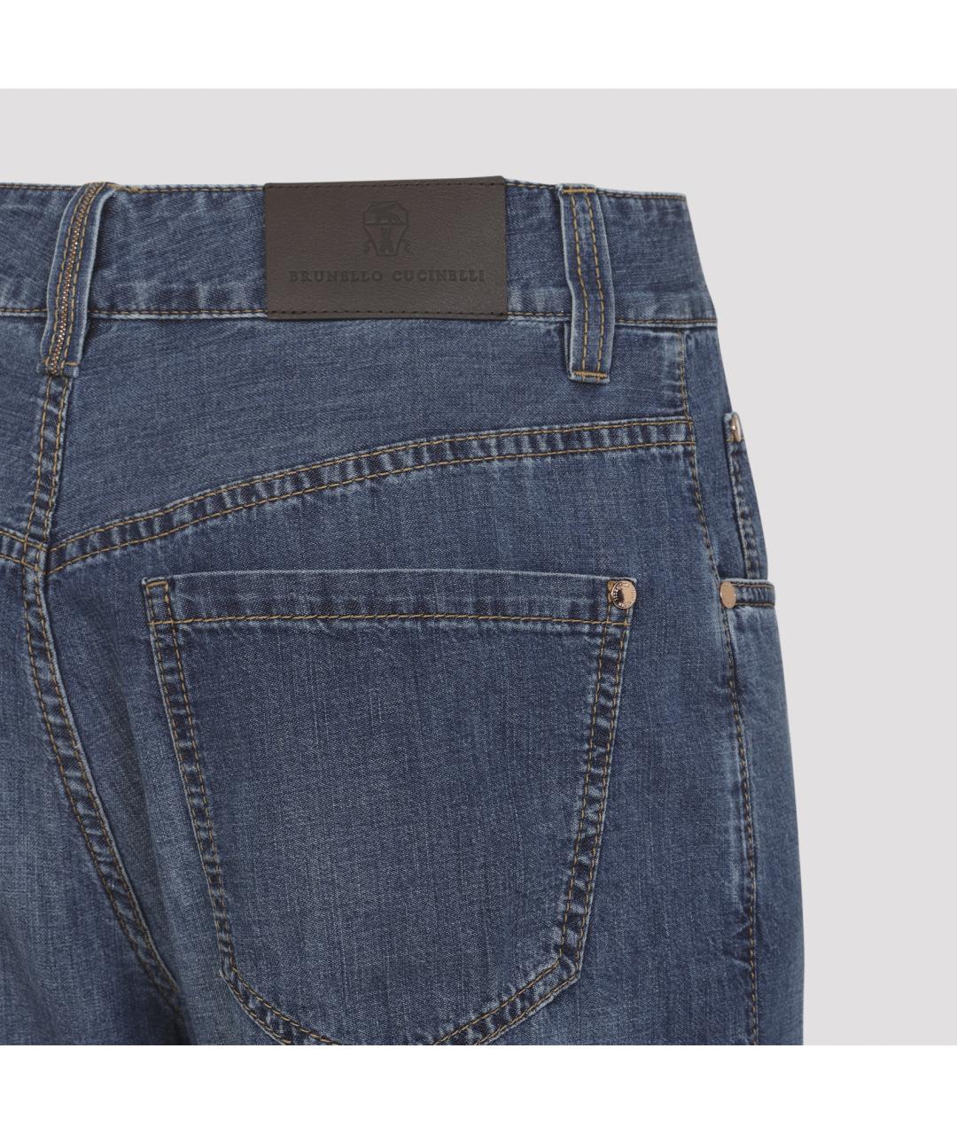 BRUNELLO CUCINELLI Синие хлопковые прямые джинсы, фото 3