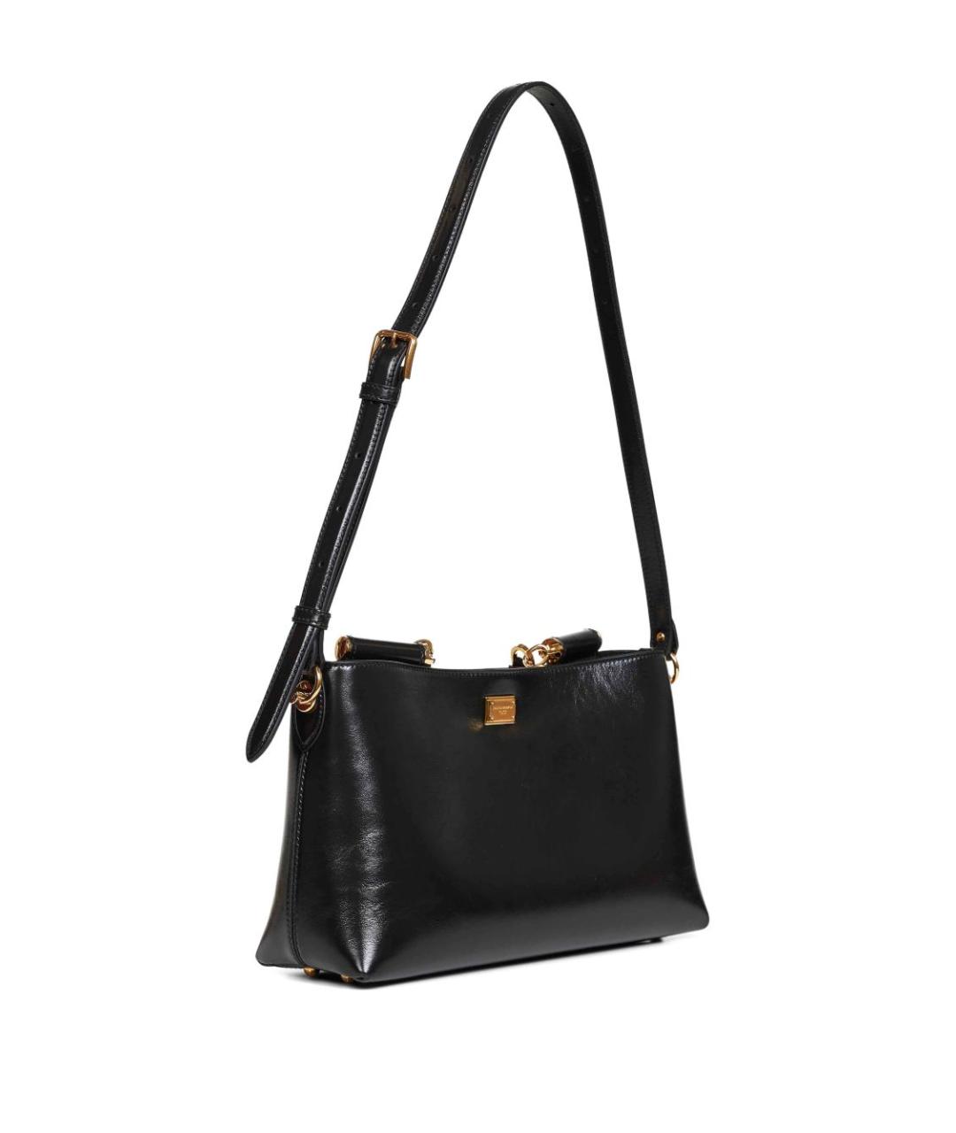 DOLCE&GABBANA Черная кожаная сумка через плечо, фото 4