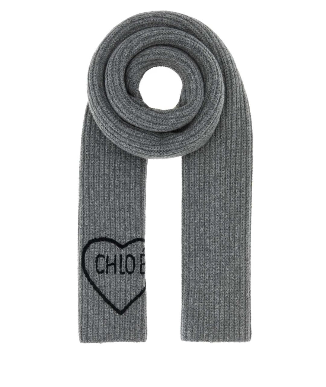 CHLOE Серый шерстяной шарф, фото 1
