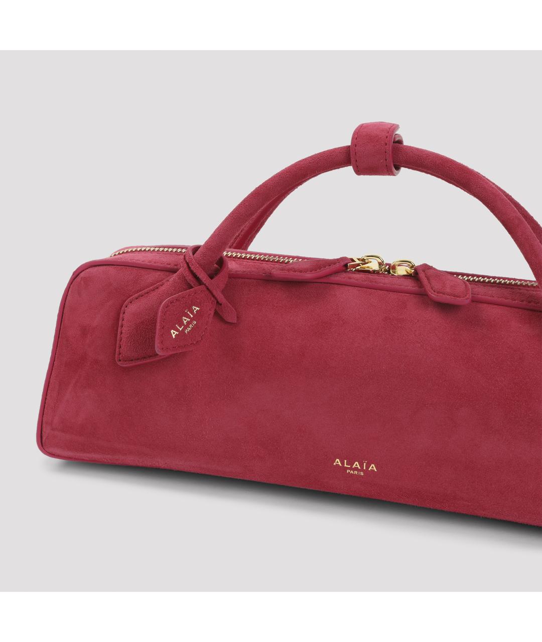 ALAIA Розовая кожаная сумка с короткими ручками, фото 5