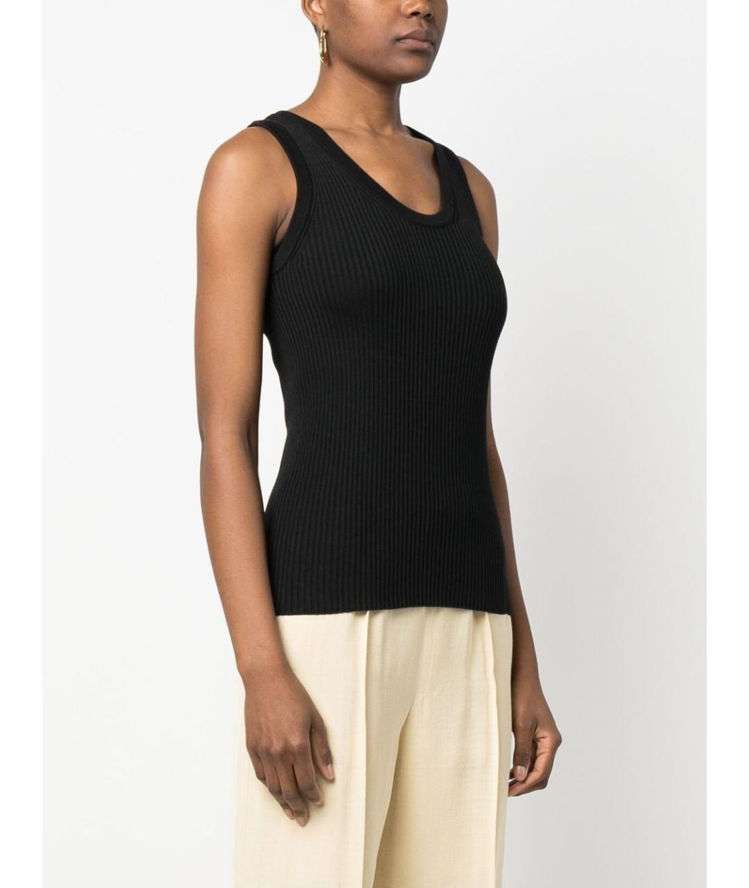 JIL SANDER Черная шерстяная майка, фото 3