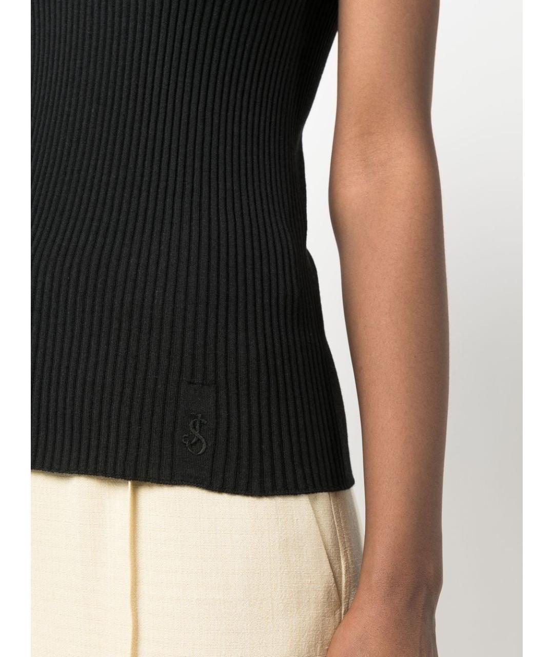 JIL SANDER Черная шерстяная майка, фото 2