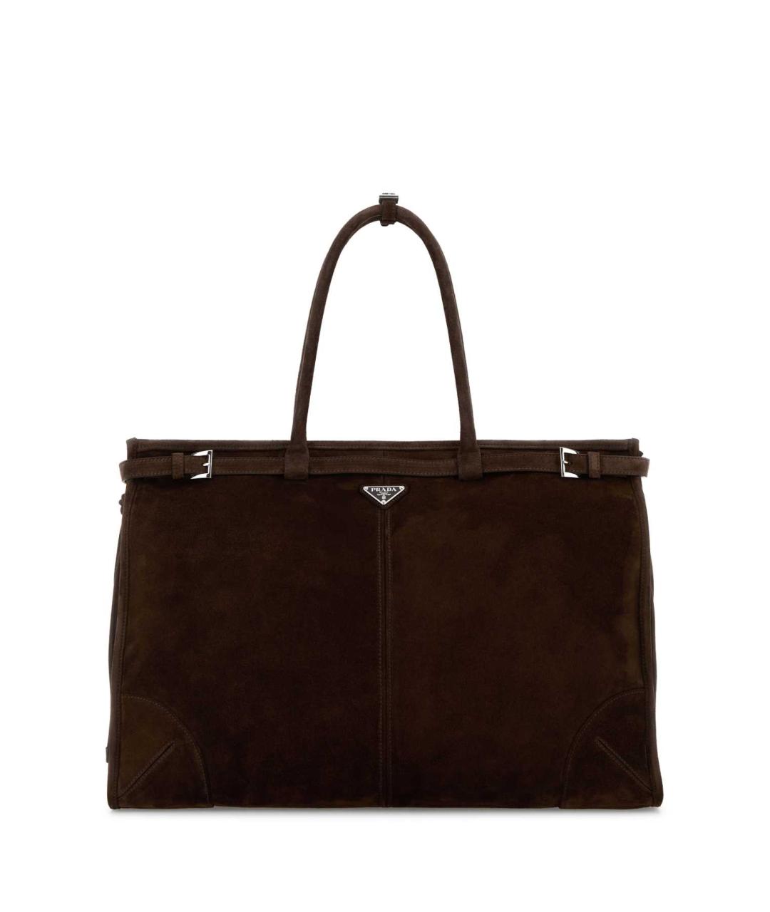 PRADA Коричневая замшевая сумка тоут, фото 1