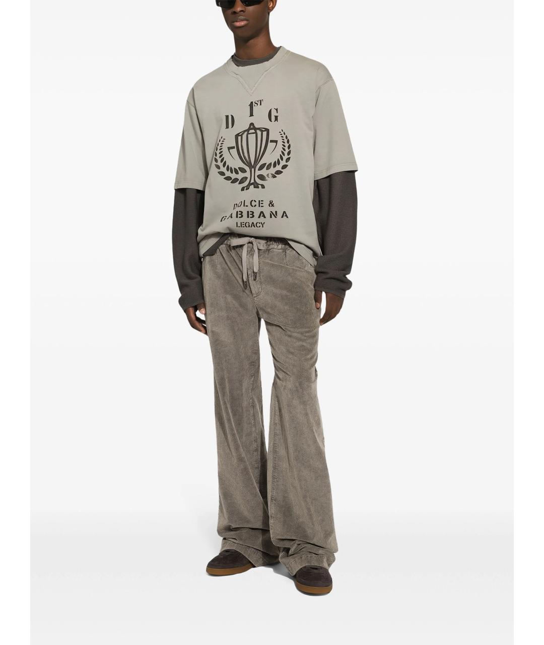 DOLCE&GABBANA Серая хлопковая футболка, фото 2