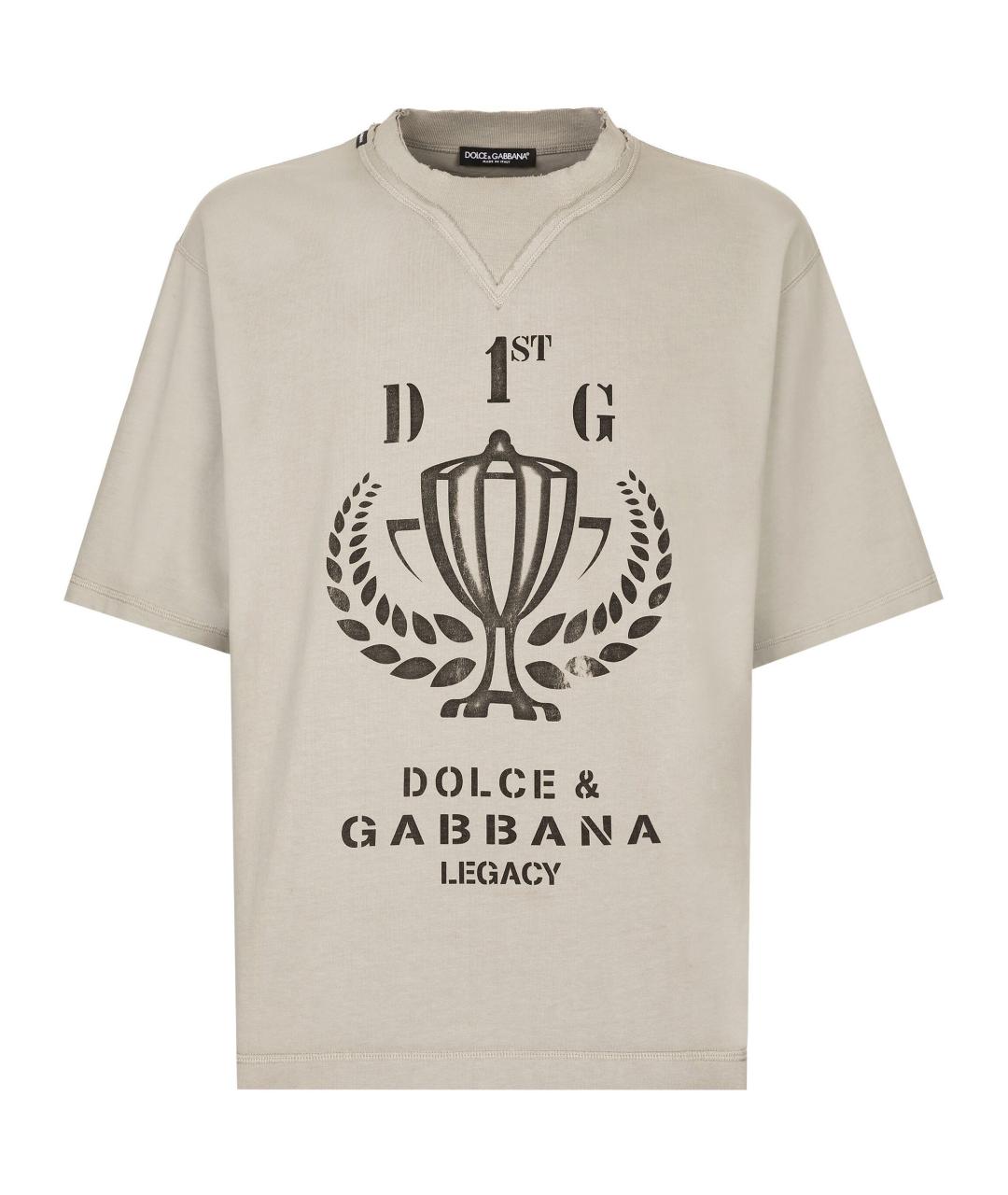 DOLCE&GABBANA Серая хлопковая футболка, фото 1