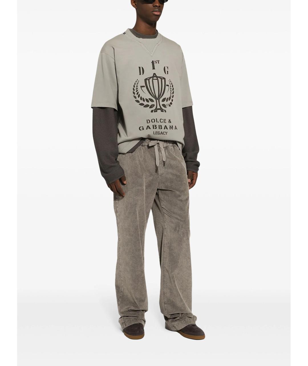 DOLCE&GABBANA Серая хлопковая футболка, фото 3