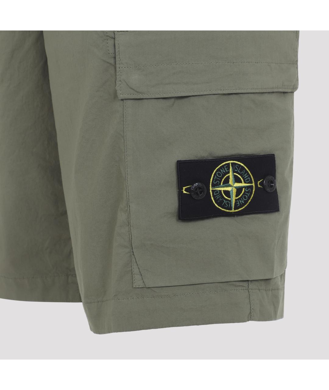 STONE ISLAND Зеленые хлопковые шорты, фото 3