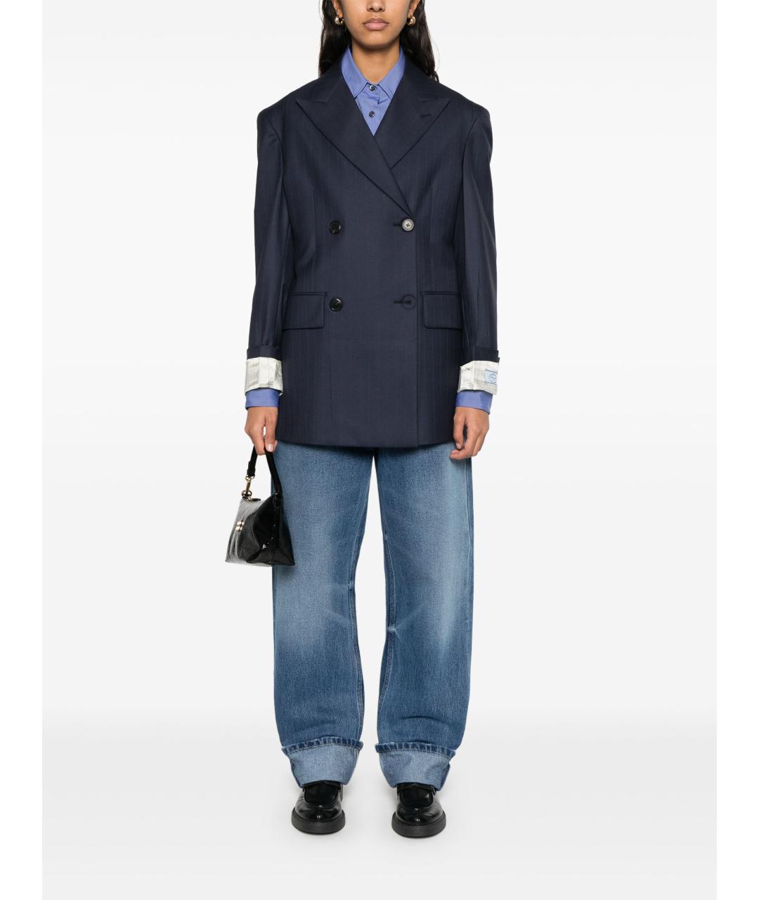 PRADA Синие хлопковые прямые джинсы, фото 3