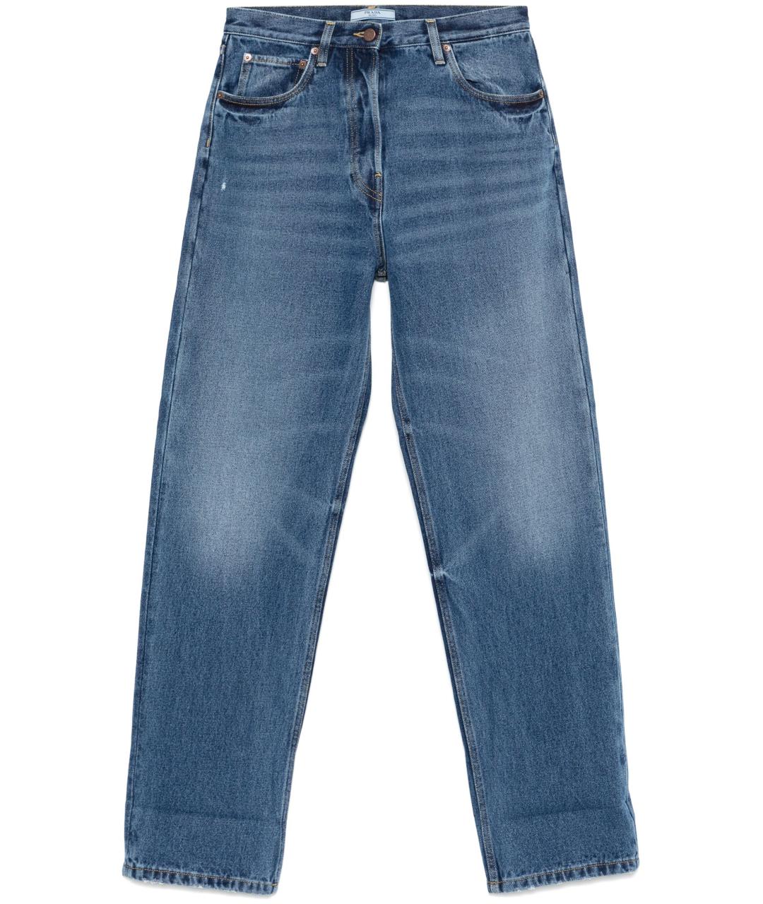 PRADA Синие хлопковые прямые джинсы, фото 1