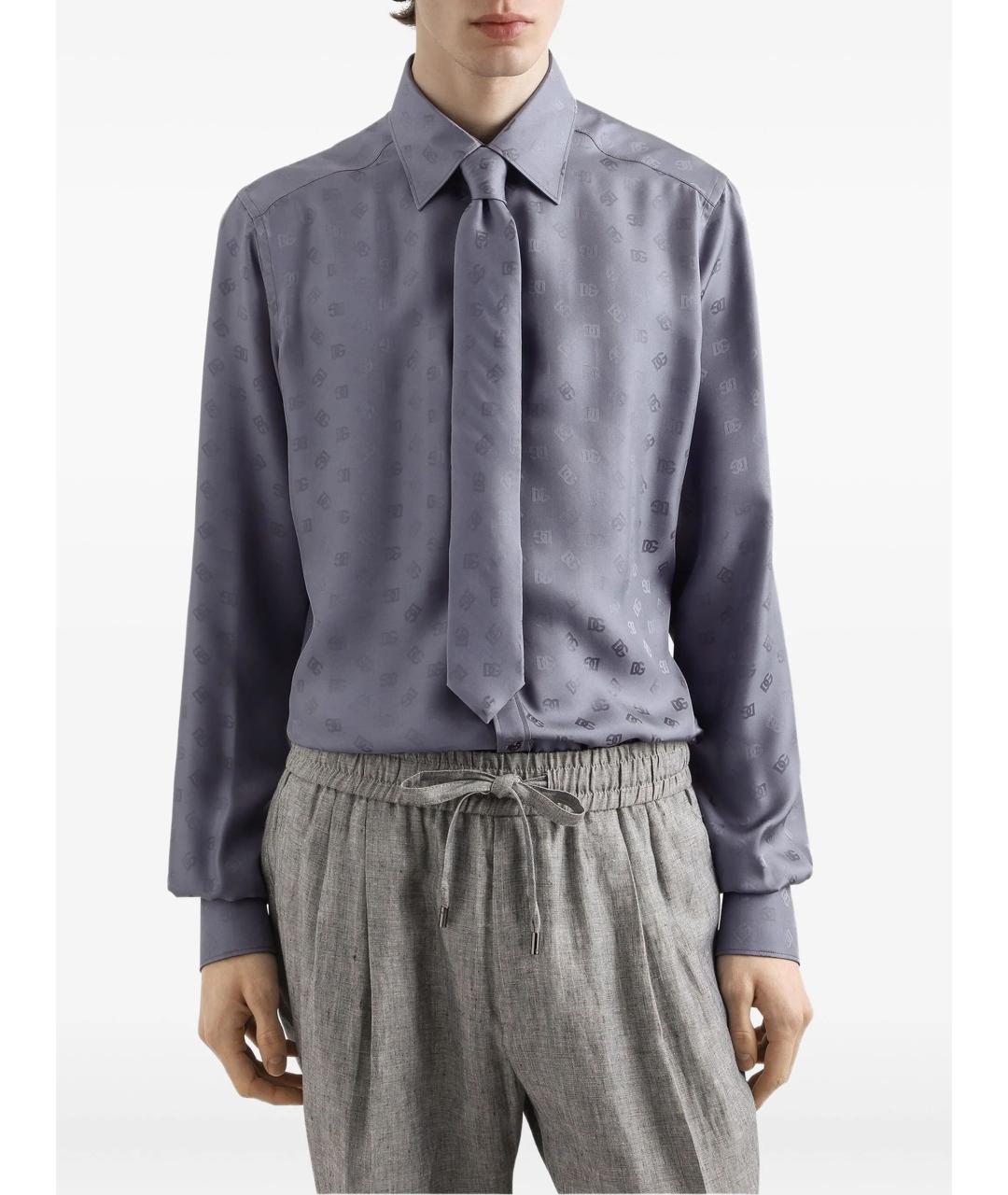 DOLCE&GABBANA Серый шелковый галстук, фото 2