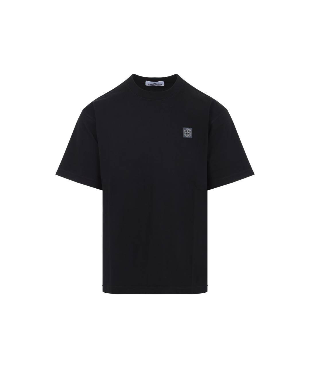 STONE ISLAND Черное хлопковое поло с коротким рукавом, фото 1