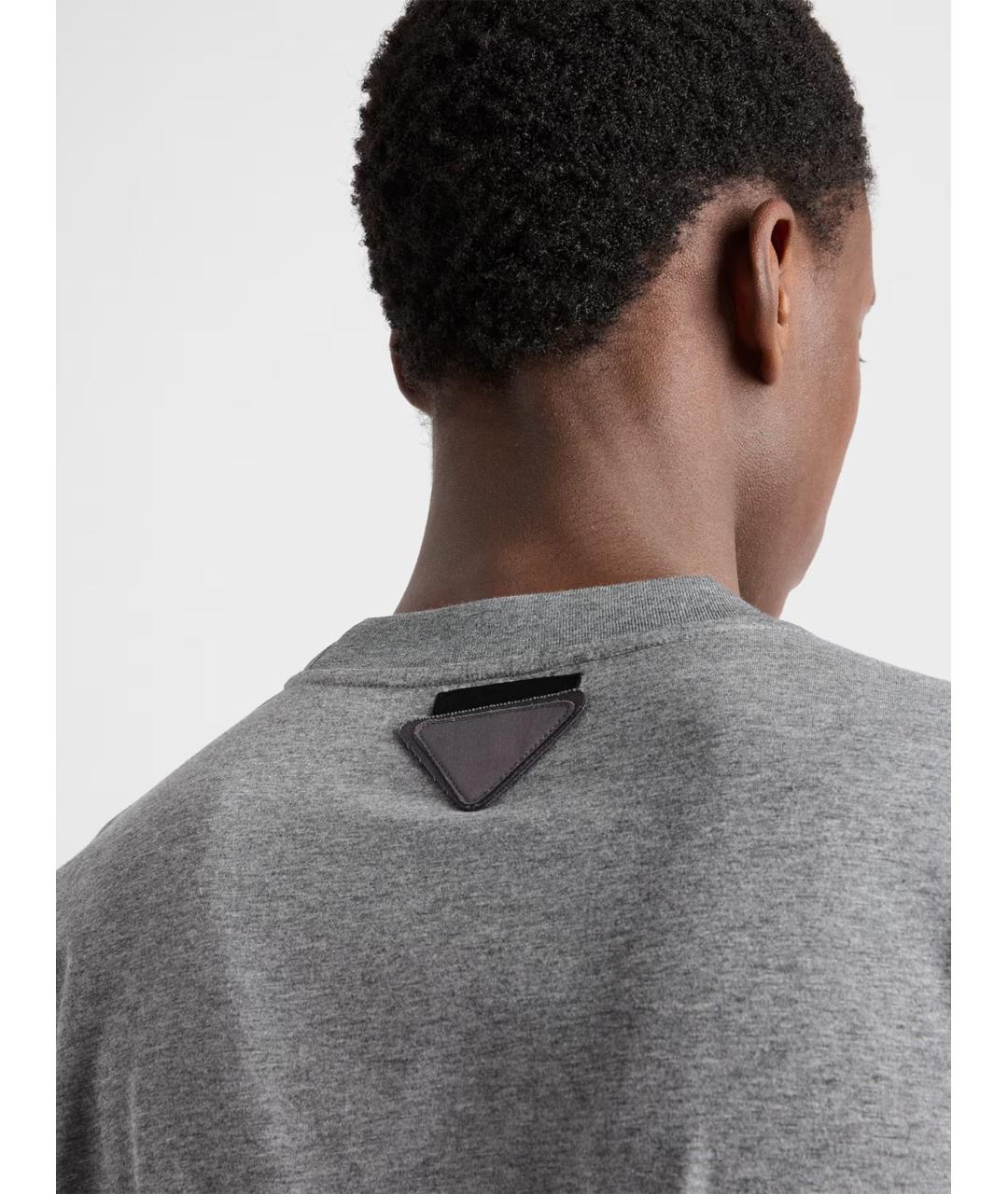 PRADA Серая хлопковая футболка, фото 3