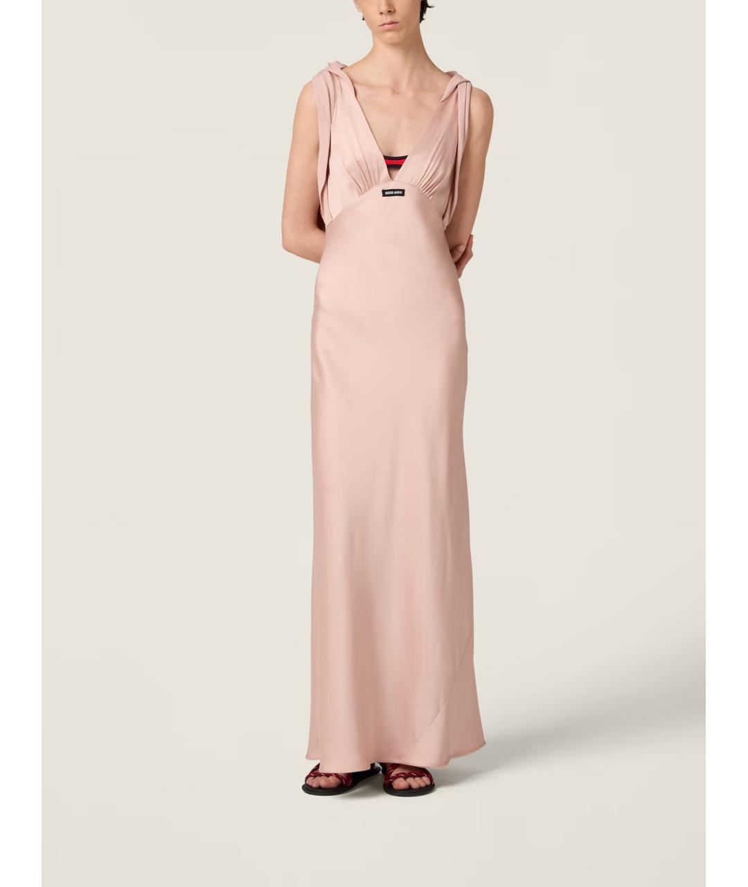 MIU MIU Розовое ацетатное коктейльное платье, фото 4