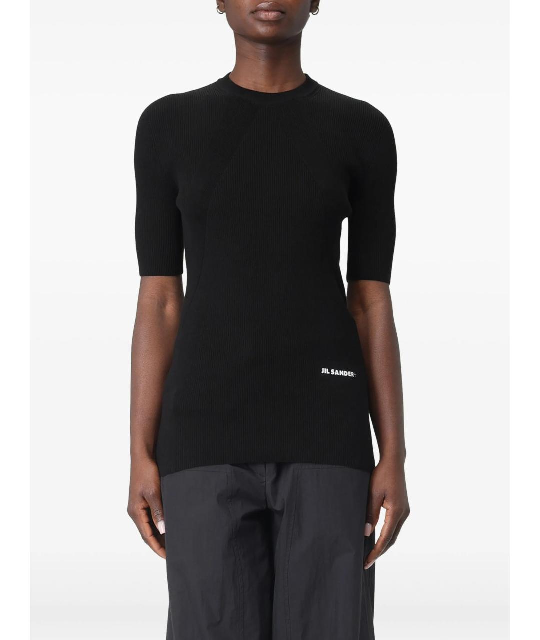 JIL SANDER Черная хлопковая футболка, фото 2