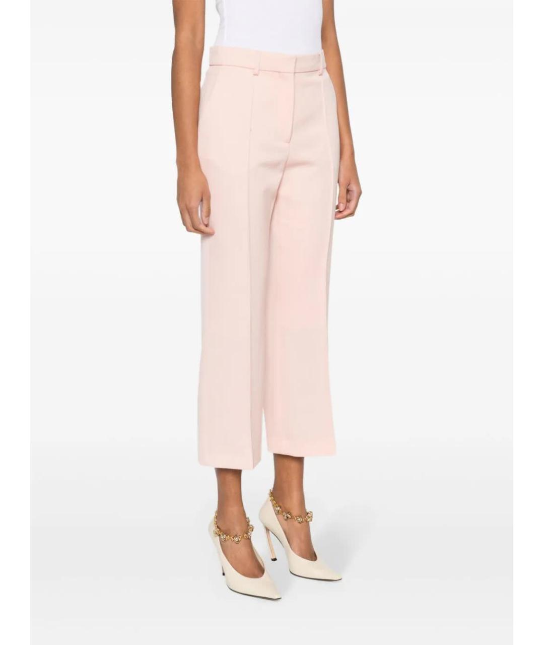 LANVIN Розовые шерстяные прямые брюки, фото 3