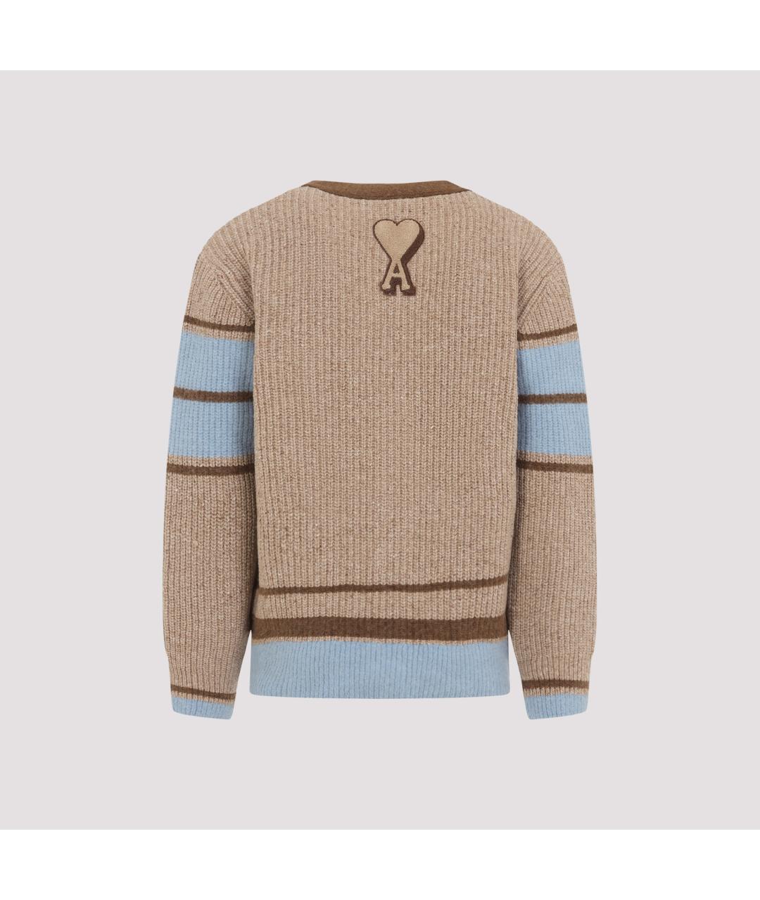 Ami Paris Коричневый шерстяной кардиган, фото 2