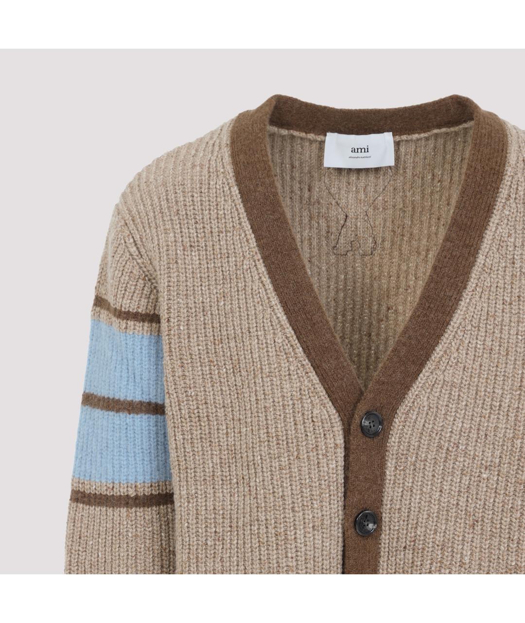 Ami Paris Коричневый шерстяной кардиган, фото 3