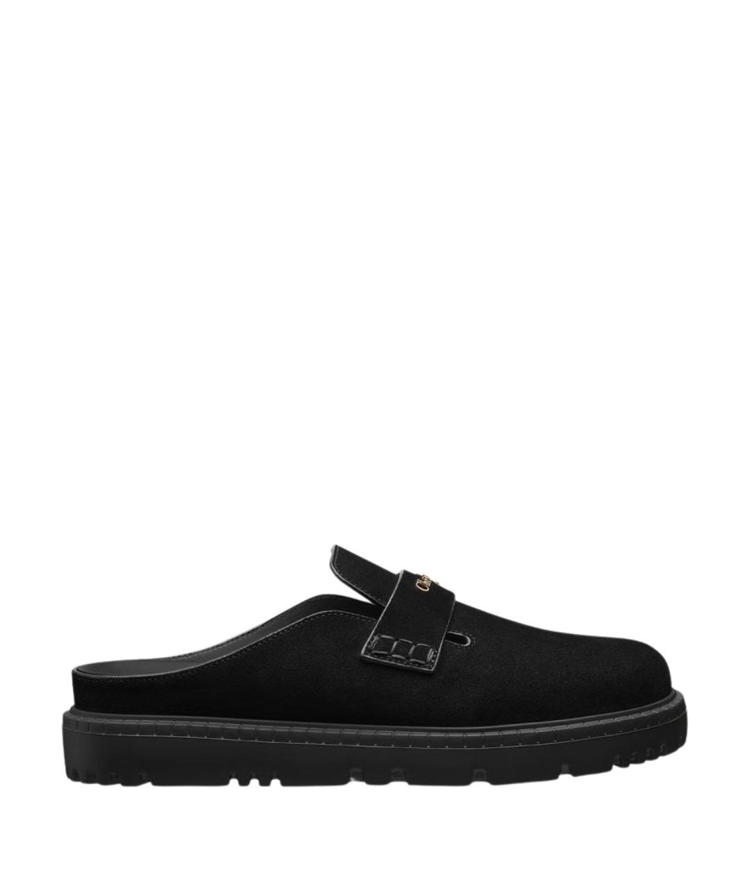 CHRISTIAN DIOR Черные кожаные сабо, фото 1