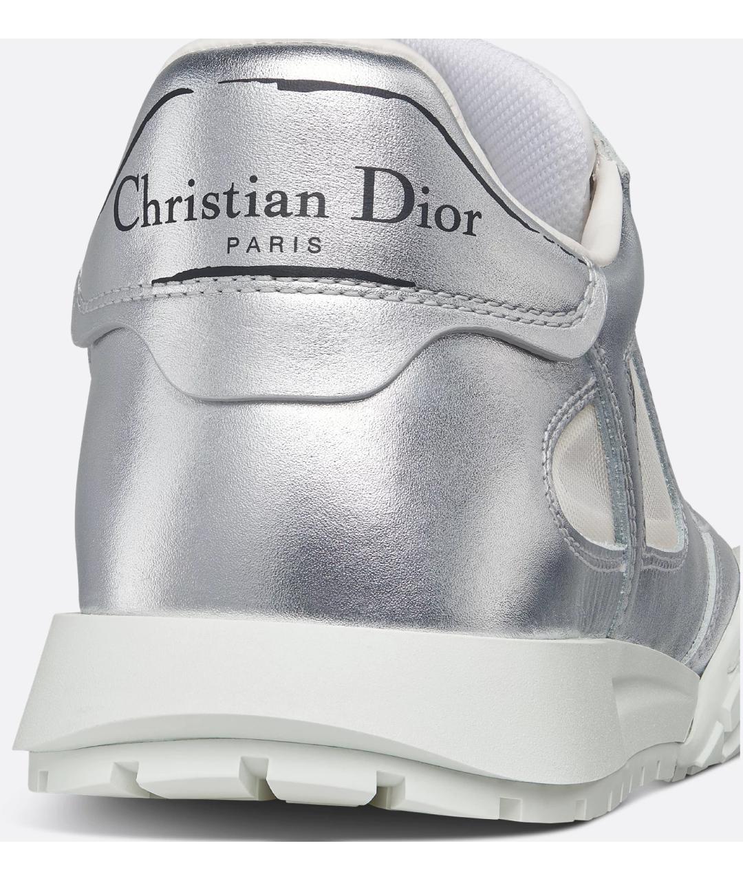 CHRISTIAN DIOR Серебряные кожаные кроссовки, фото 4