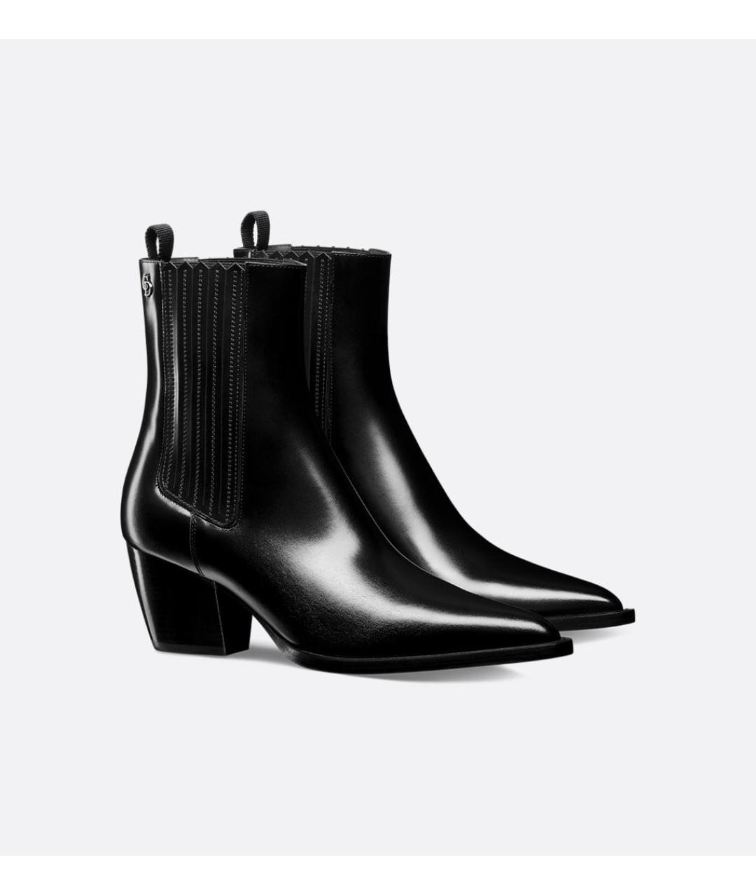 CHRISTIAN DIOR Черные кожаные ботинки, фото 2