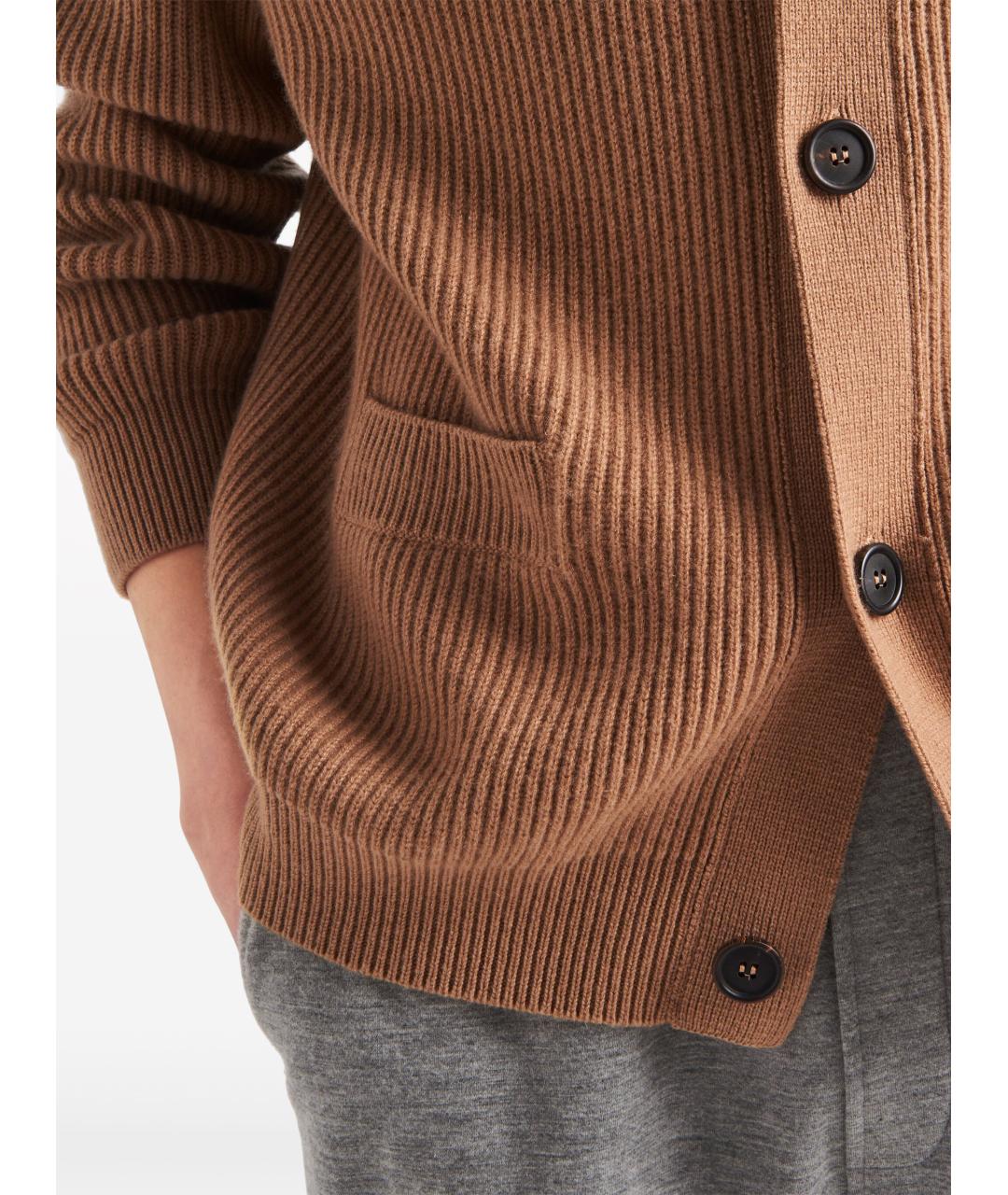 PRADA Коричневый кашемировый кардиган, фото 5