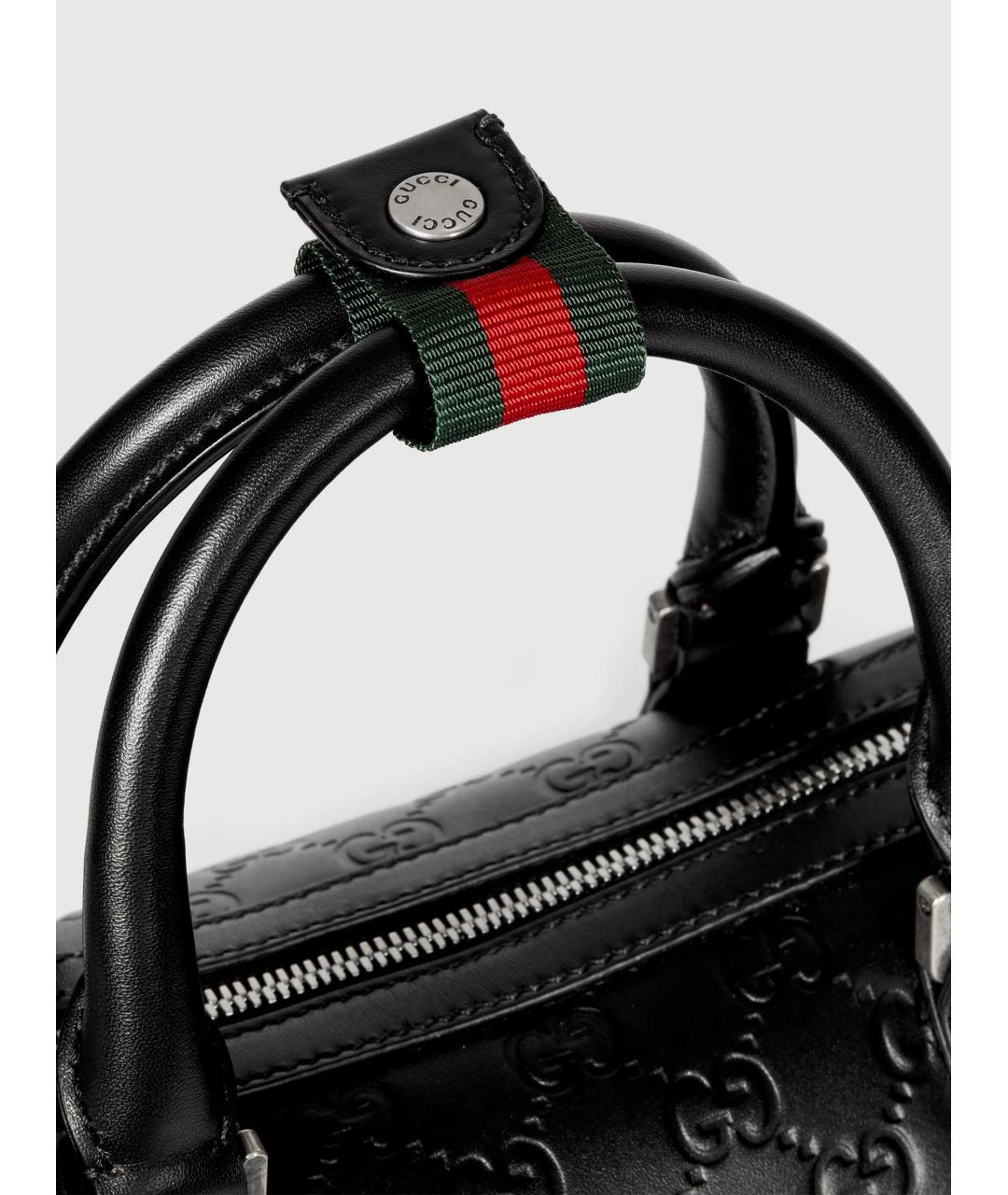 GUCCI Черная кожаная сумка тоут, фото 3
