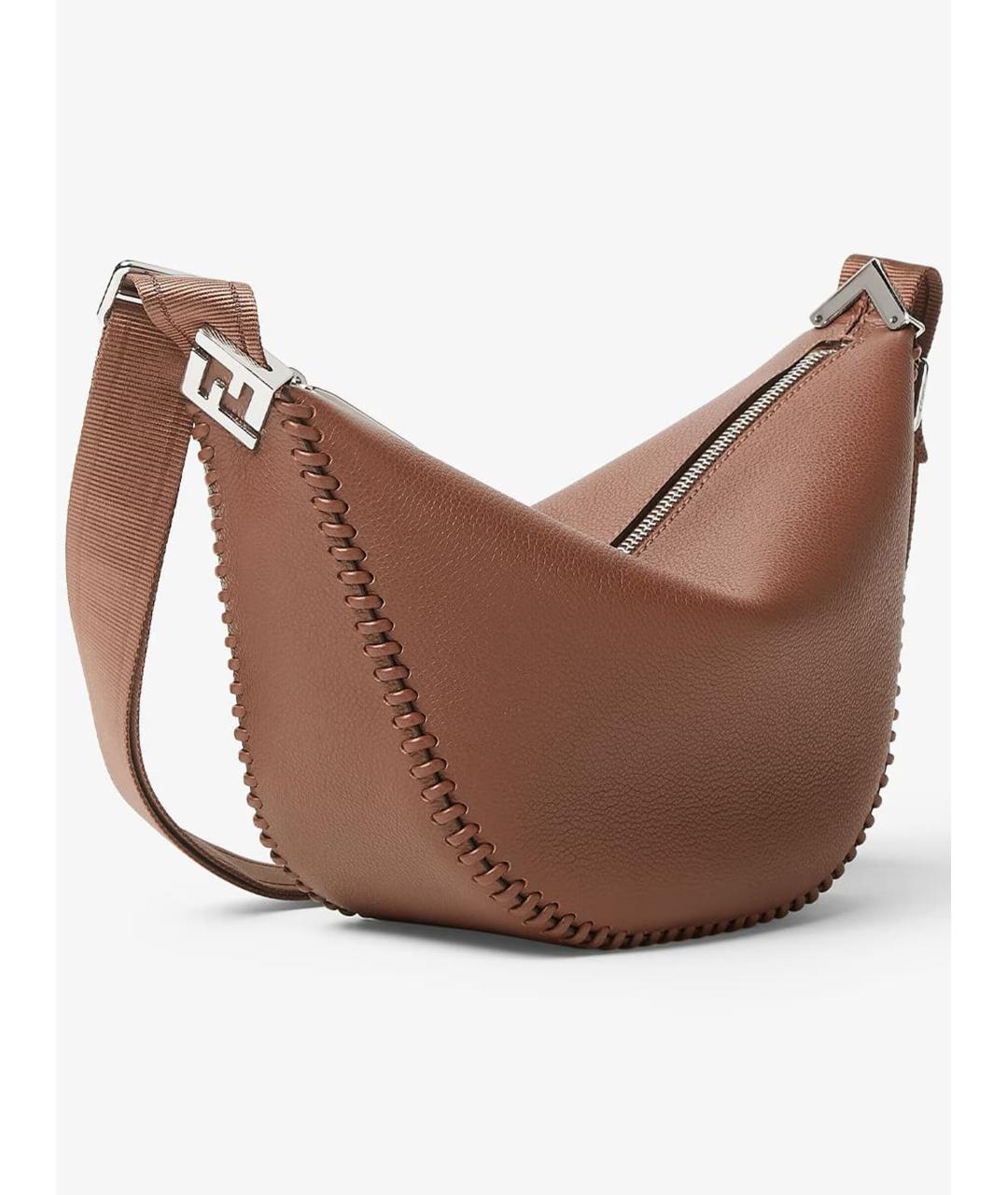 FENDI Коричневая кожаная сумка через плечо, фото 2