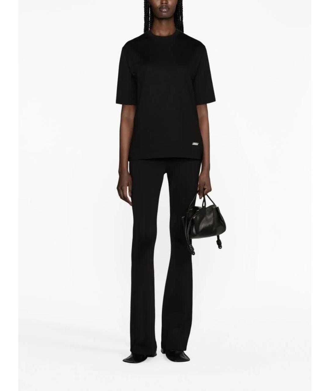 JIL SANDER Черная хлопковая футболка, фото 2