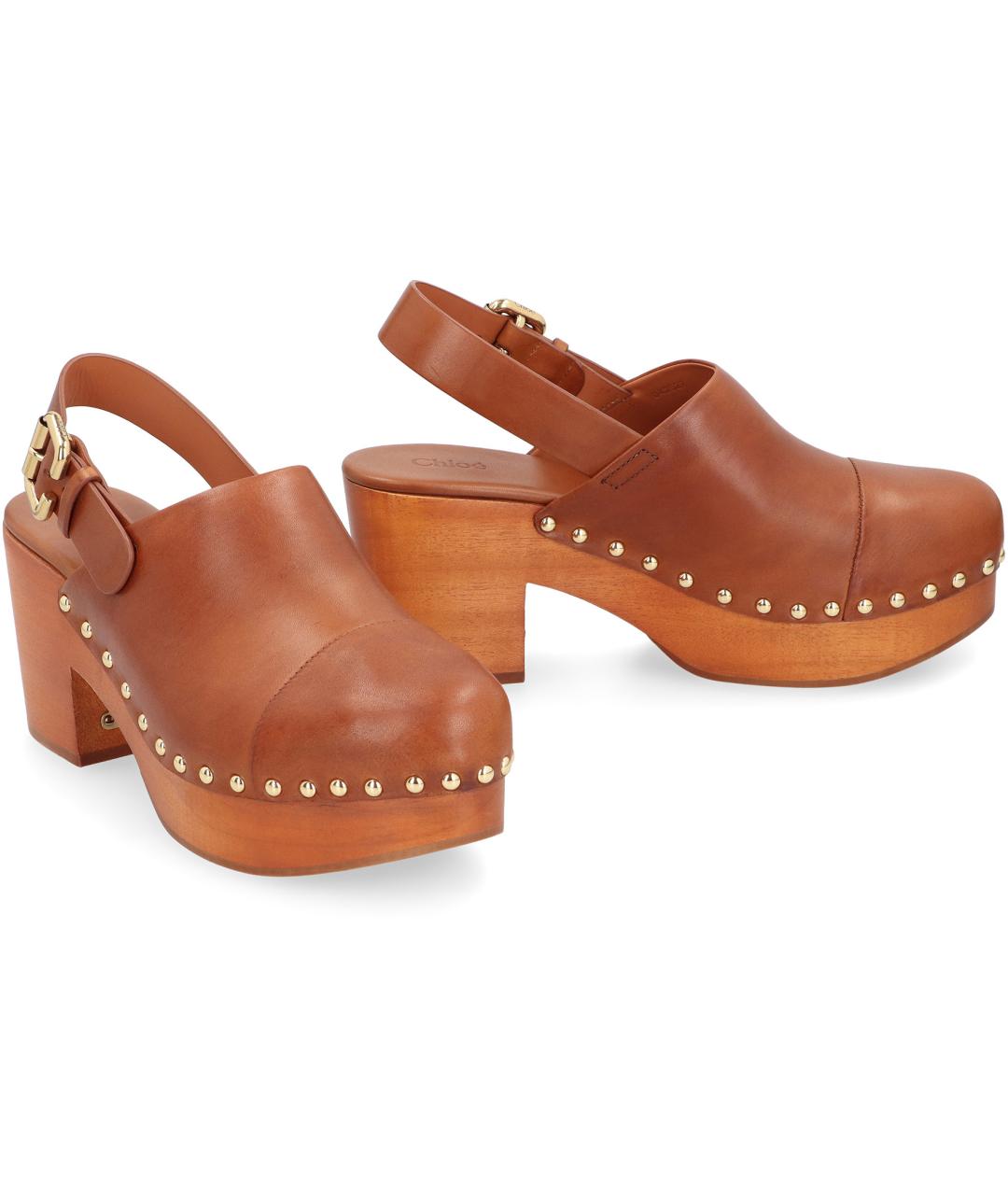 CHLOE Бежевые кожаные сандалии, фото 3