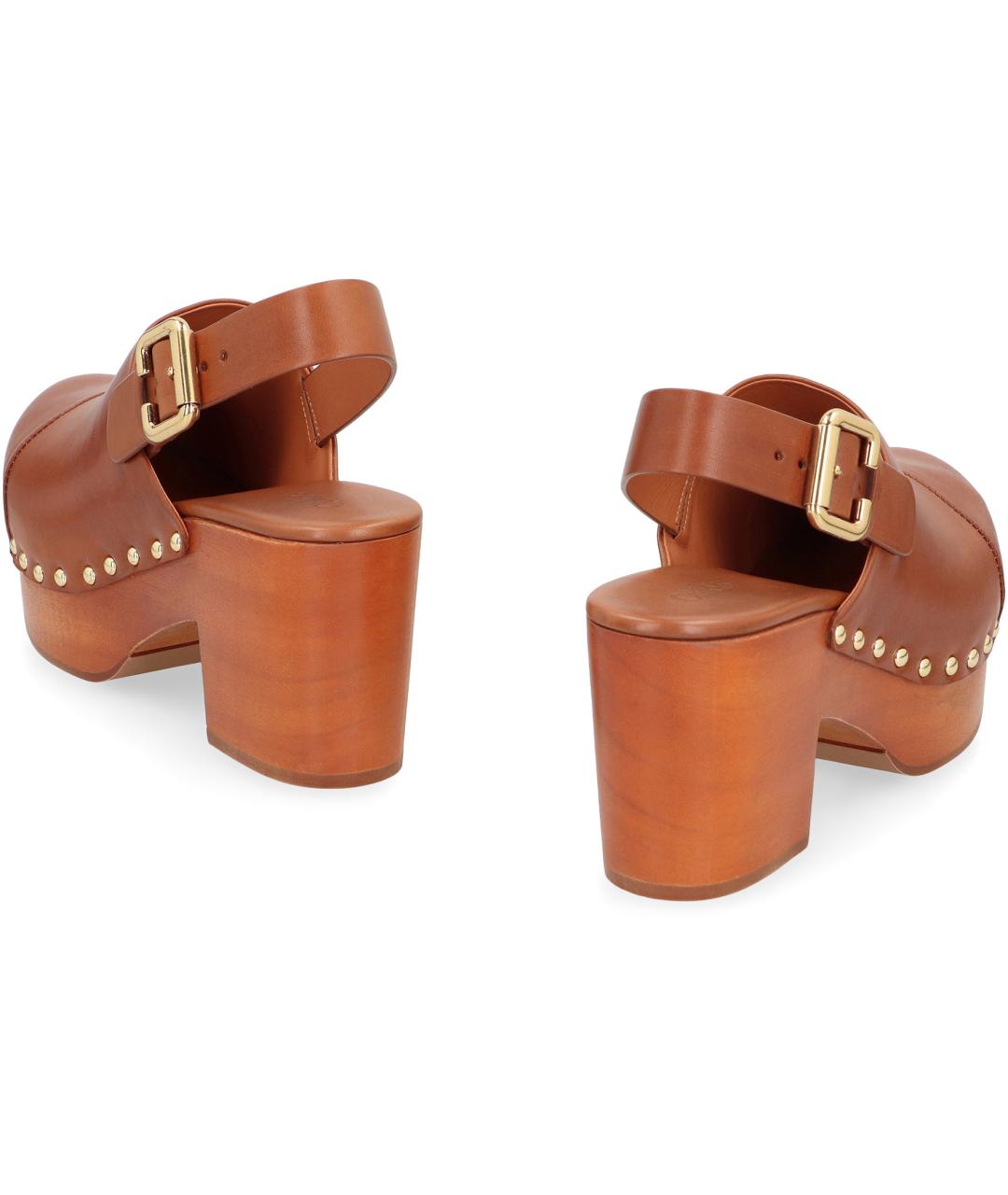 CHLOE Бежевые кожаные сандалии, фото 4