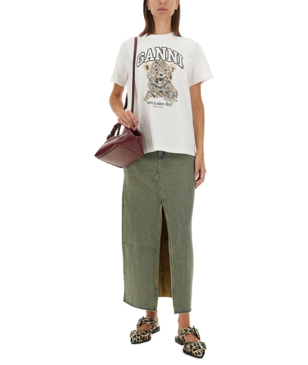 GANNI Белая хлопковая футболка, фото 3