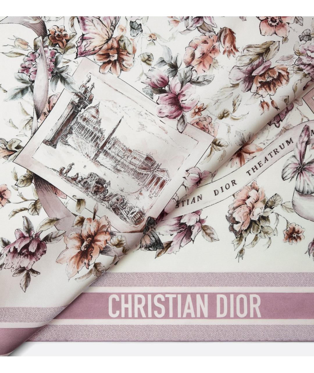 CHRISTIAN DIOR Розовый шелковый платок, фото 3