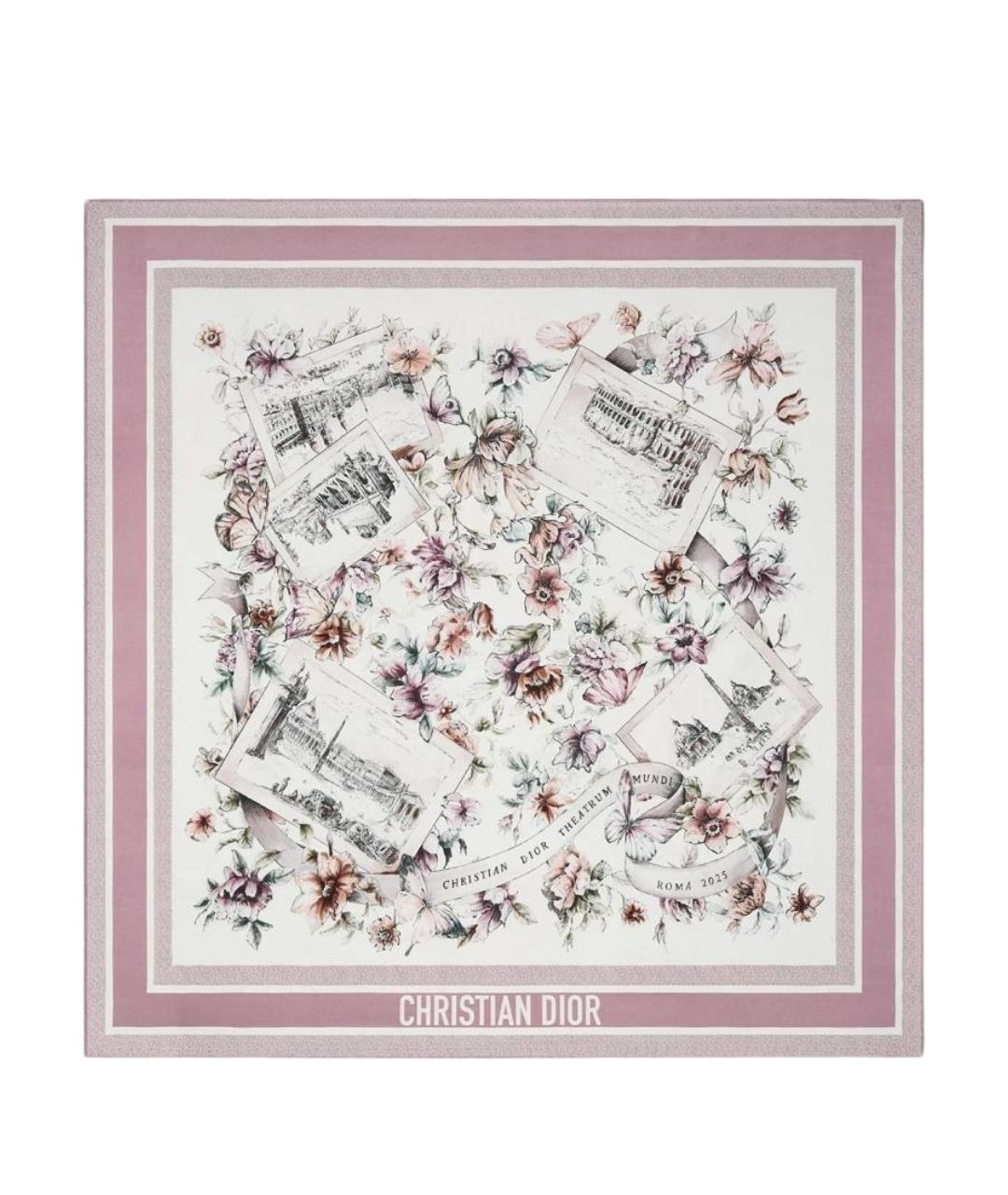 CHRISTIAN DIOR Розовый шелковый платок, фото 1