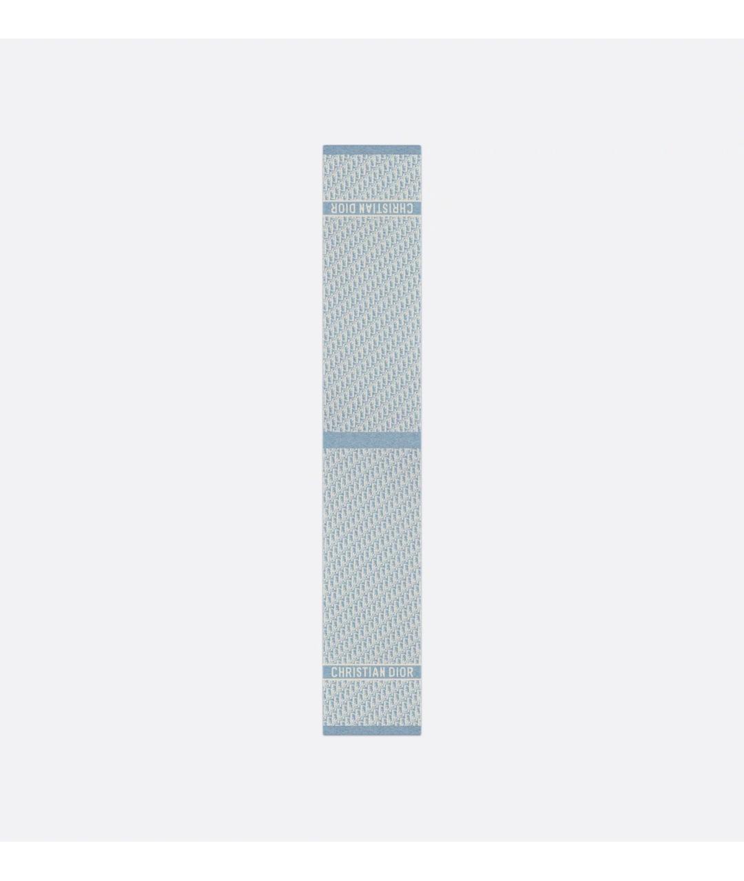 CHRISTIAN DIOR Голубой кашемировый шарф, фото 4