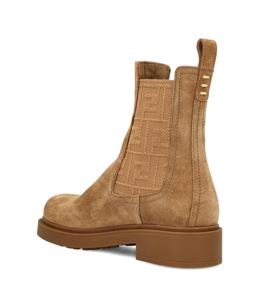FENDI Бежевые замшевые ботинки, фото 4