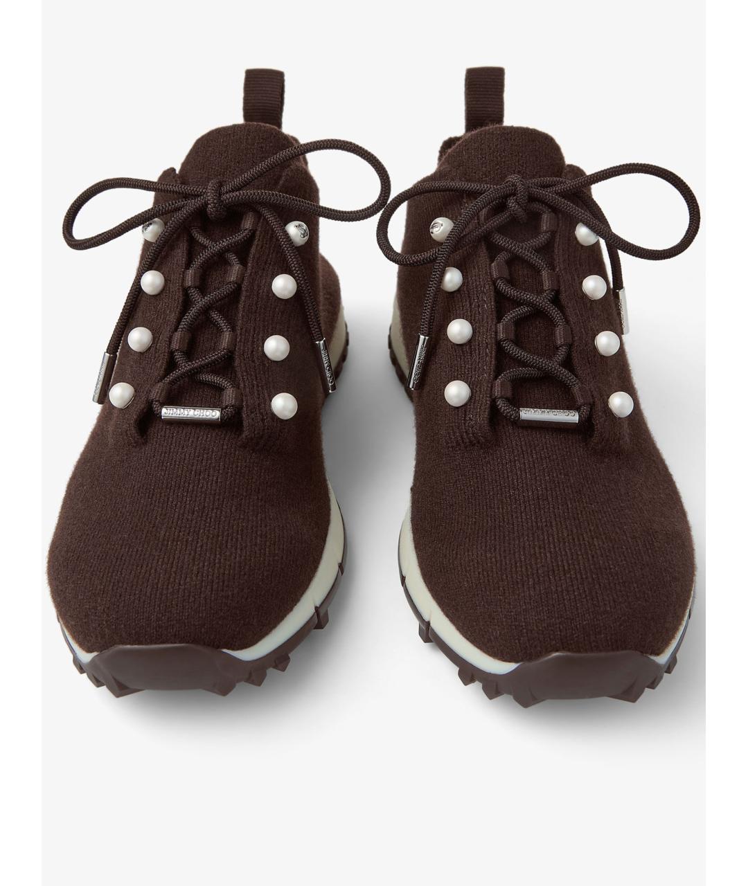 JIMMY CHOO Коричневые текстильные кроссовки, фото 4