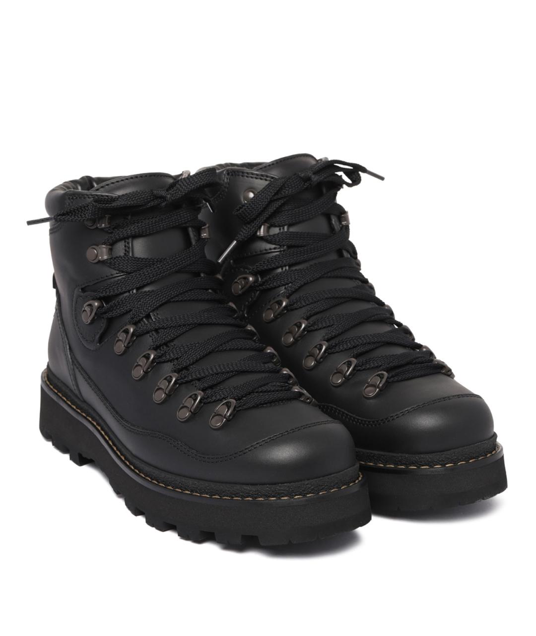 MONCLER Черные кожаные низкие ботинки, фото 2