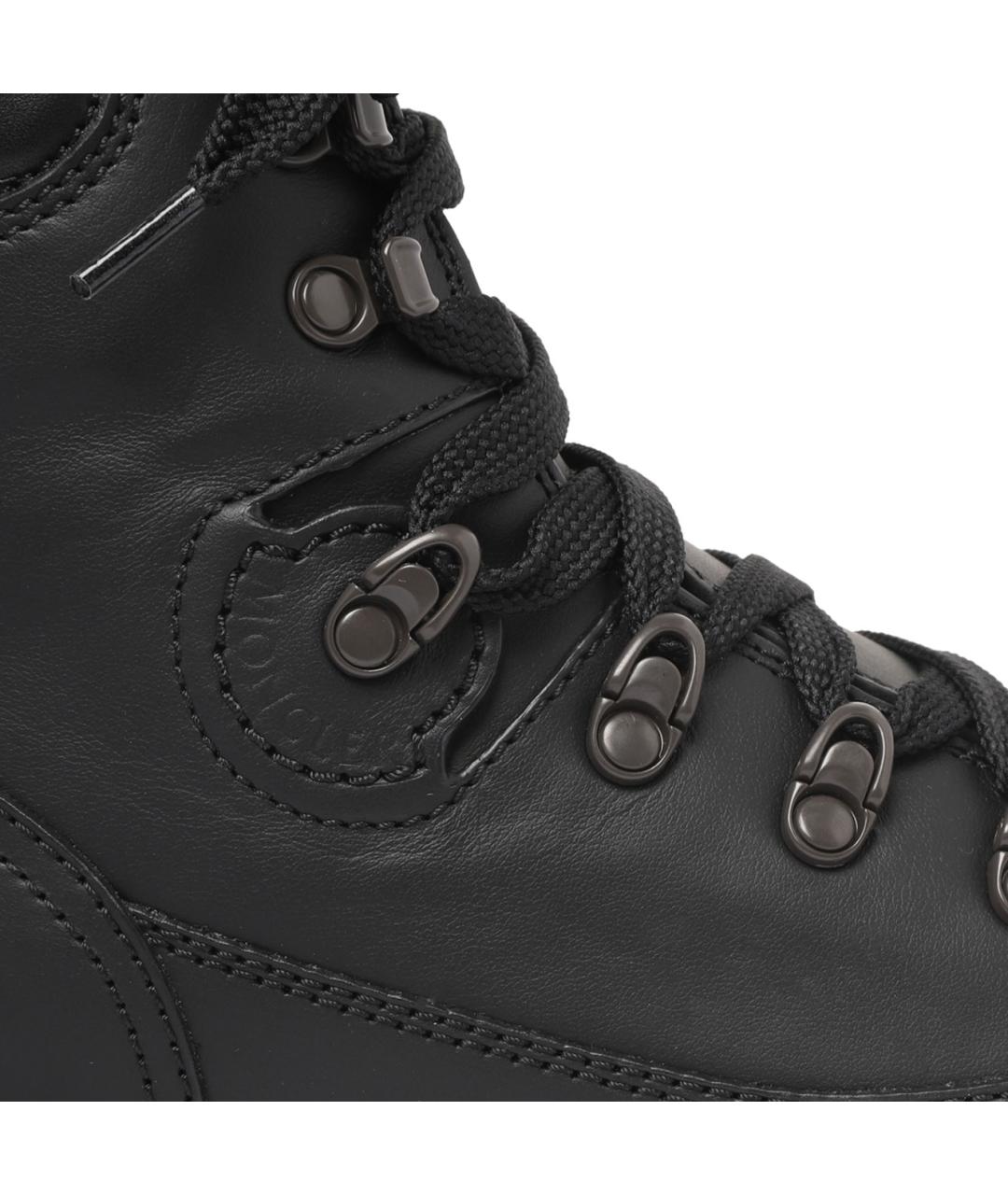MONCLER Черные кожаные низкие ботинки, фото 4