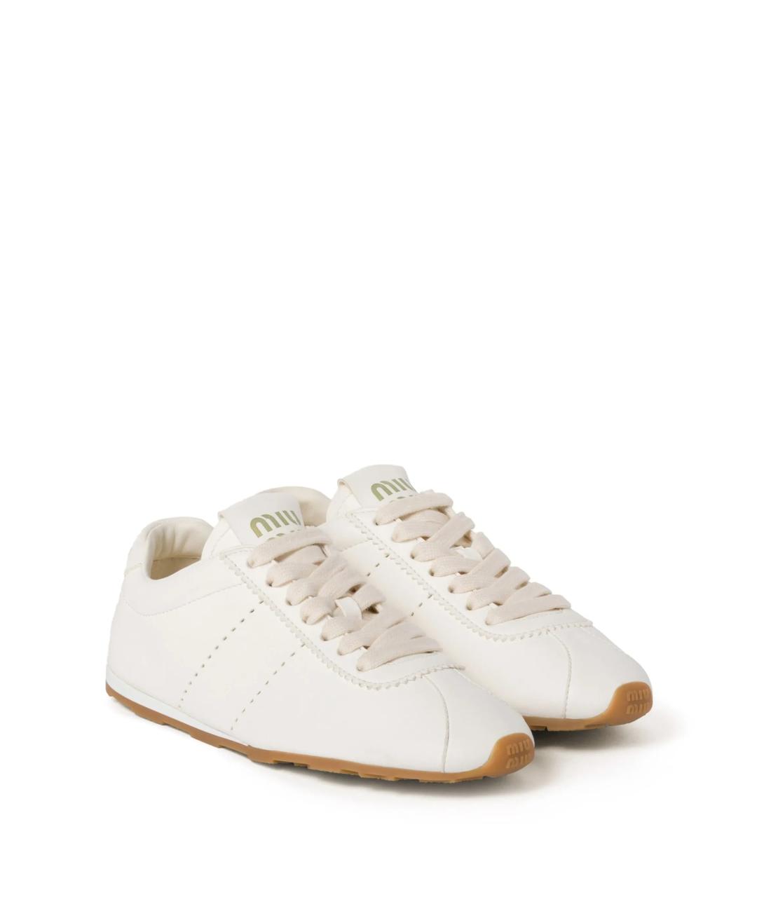 MIU MIU Белые кожаные кроссовки, фото 2