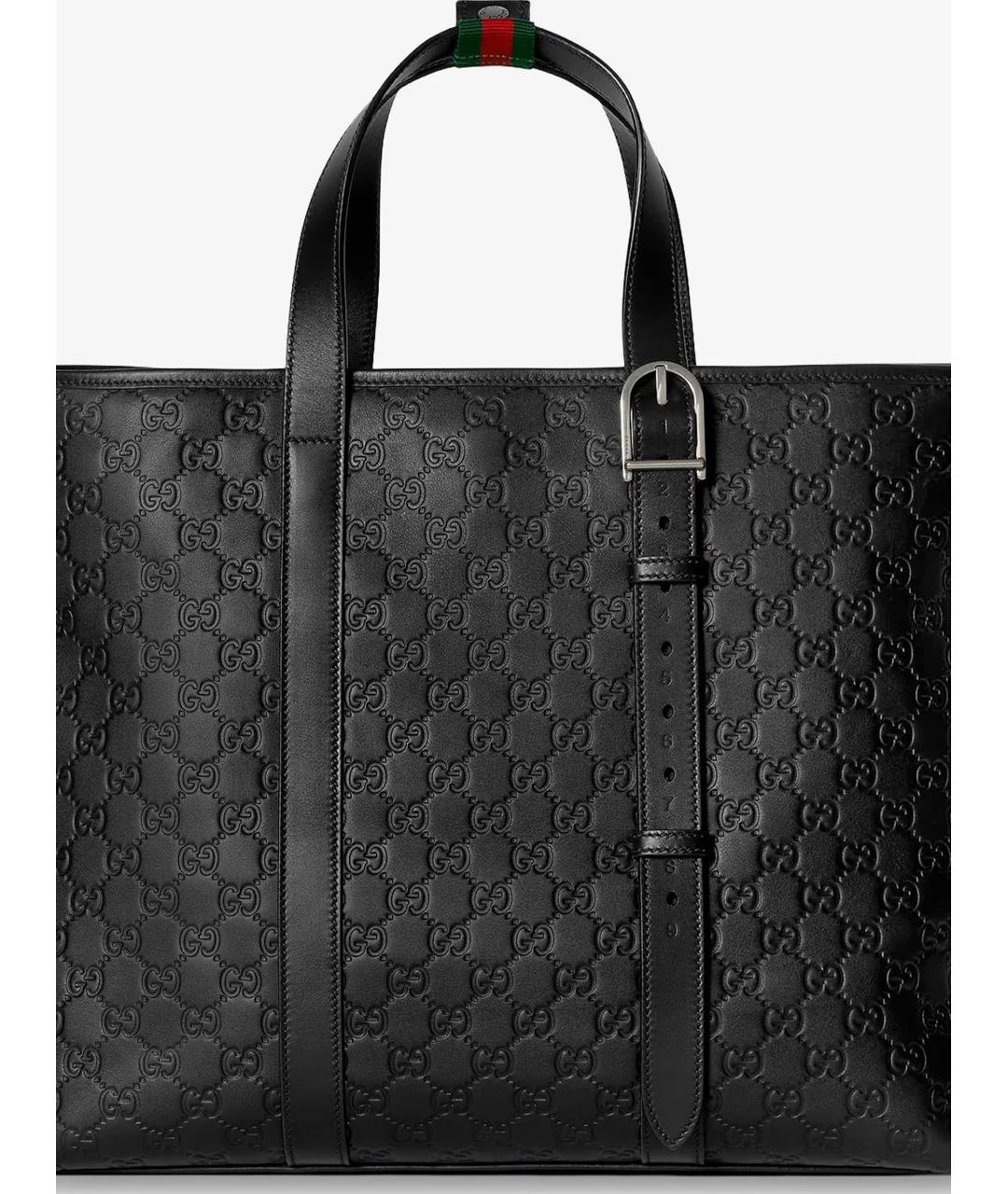 GUCCI Черная кожаная сумка тоут, фото 2