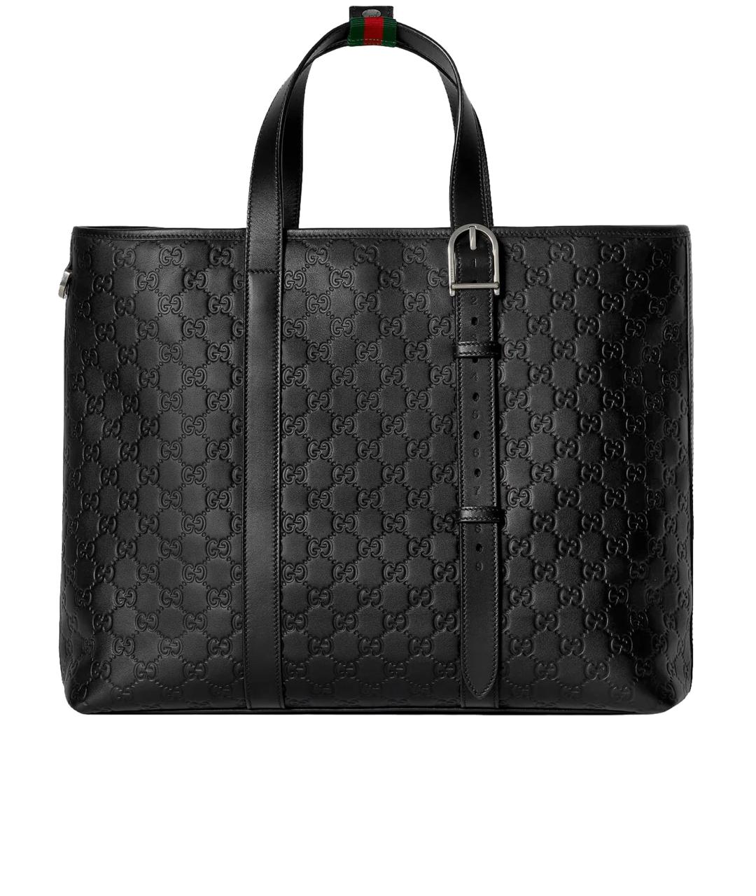 GUCCI Черная кожаная сумка тоут, фото 1