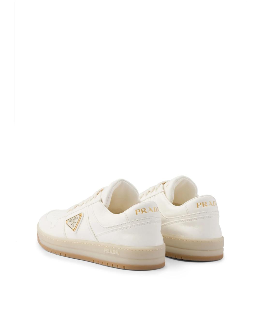 PRADA Бежевые кожаные кеды, фото 3