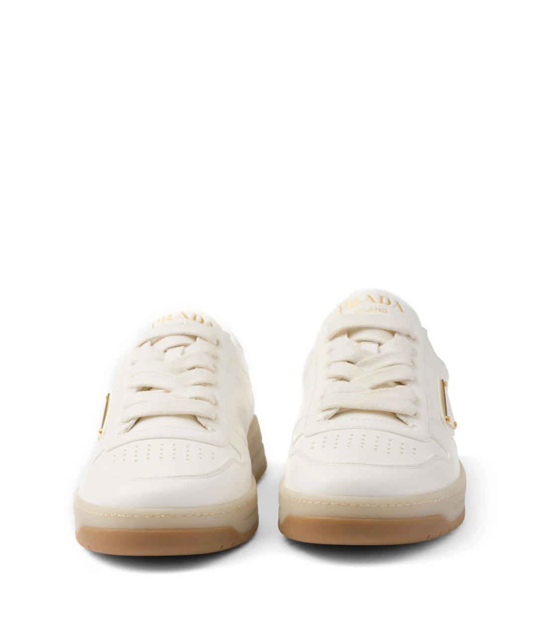 PRADA Бежевые кожаные кеды, фото 5