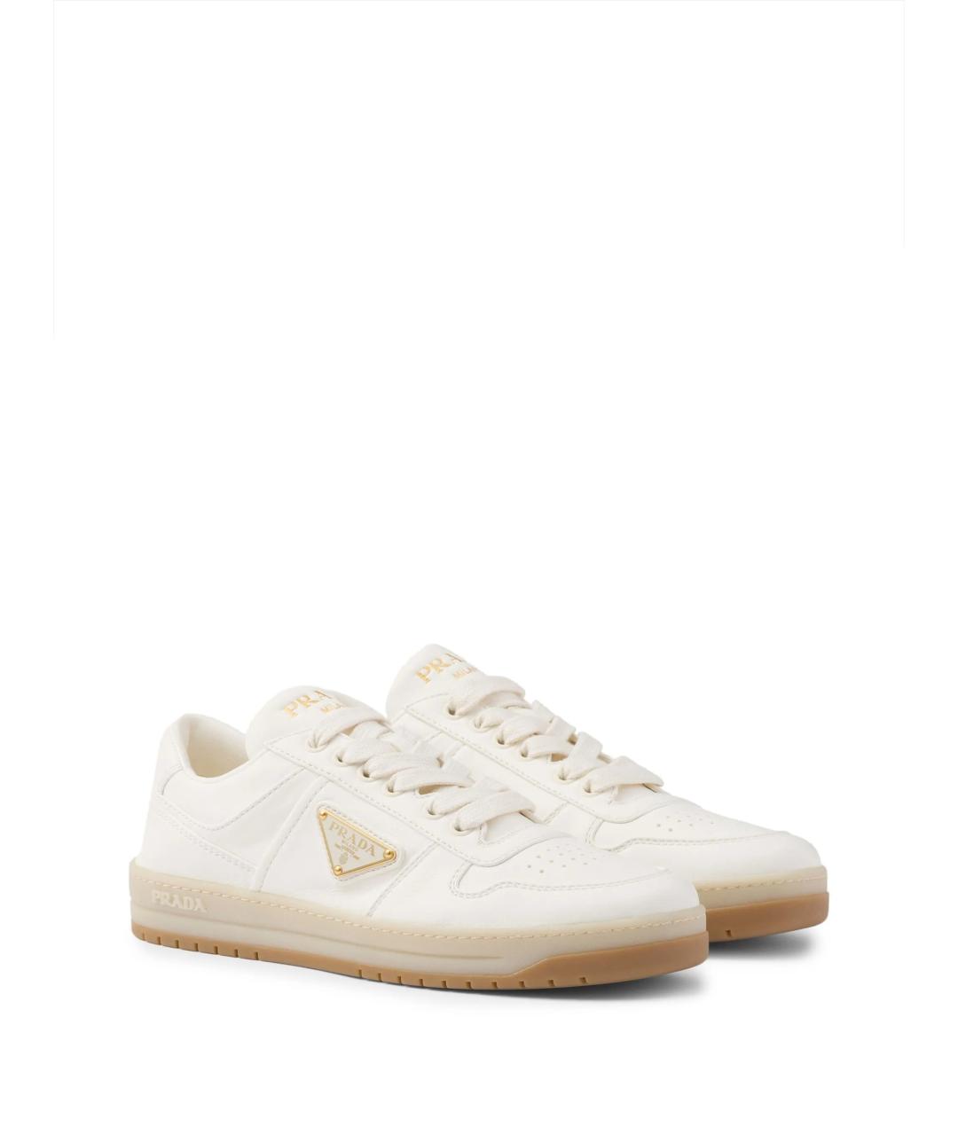 PRADA Бежевые кожаные кеды, фото 2